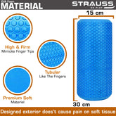 Strauss Yoga Foam Roller, 30cm (Blue) and Yoga Belt (Blue)